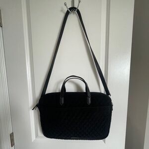 Vera Bradley Black Quilted Laptop Case with Handles and Shoulder Strap
